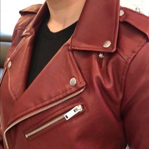 Burgundy faux leather Jacket